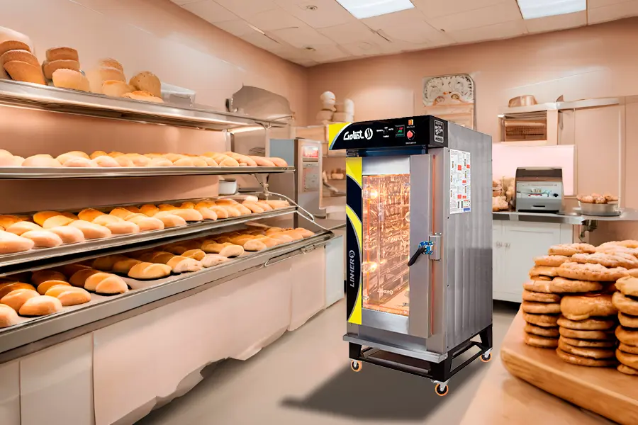 Cocina de panadería mostrando una de las herramientas esenciales para panaderos llamada hornos de convección