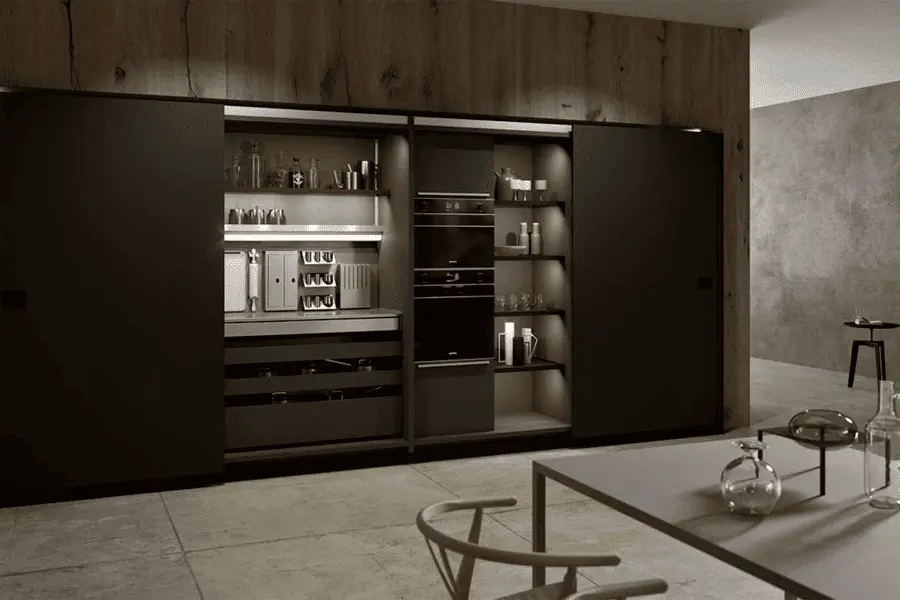 Mobilario multifuncional en una cocina moderna